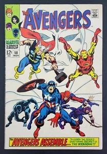 THE AVENGERS #58 (NOVEMBER 1968) SECOND VISION ~ DECENT COMIC - Picture 1 of 5