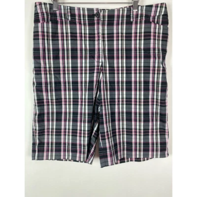 Pantalones cortos de golf Anne Klein deportivos para mujer negros a cuadros bermudas elásticos tiro alto 16 Foto 1 de 4