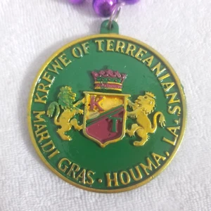 Mardi Gras Carnival Bead 23" Krewe Of Terreanians Houma Necklace Parade Throw - Picture 1 of 5