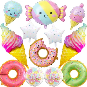 Ice Cream Balloons,12 PCS Large Donut Candy Ice Cream Theme Balloons, Ice Cream - Picture 1 of 15