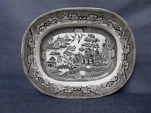 Antiker viktorianischer Teller schwarz-weiß - MW&H Muster "Stone Imperial China". - Bild 1 von 8