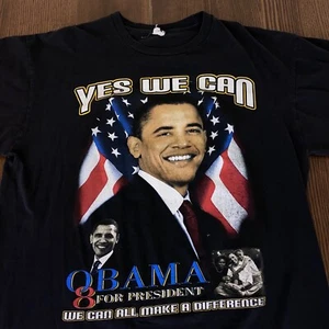 Obama 2008 Election Rap Tee Change Believe In Yes We Can Mens XL Black Shirt - Picture 1 of 8
