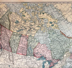1917 Dominion Of Canada Province Map Atlas Of The World Antique WW1 Era DWUU1B - Picture 1 of 2