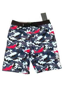 NWT Hurley Youth Boy's Printed Boardshorts Valerian Blue Shark fish wave 8'' In - Picture 1 of 5