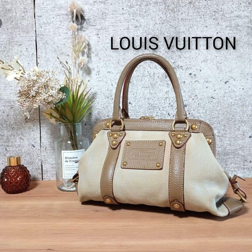 LOUIS VUITTON（LV） LOUIS VUITTON Mini Borsa a Mano Tela Pelle Beige M48827 Vintage Usata Giappone