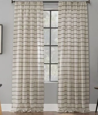 Panel Cortina 52"x84" Marrón Claro, Raya Sarga, Transparente Antipolvo, Ventana Limpia Foto 1 de 4