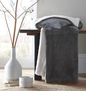 Supersoft Einfach Anthrazit Grau Werfen Sherpa Kunstvlies Rückseite 130 cm x 170 cm - Bild 1 von 1