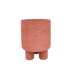 Urban Pink 17cm Concrete Medium Planter Plant Flower Pot w/ Legs Desk Home Decor - Picture 1 of 1