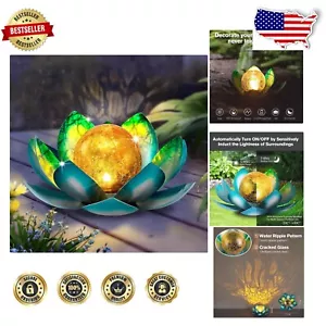 Artistic Solar-Powered Glass Garden Lights - Waterproof Lotus Design (2-Pack) - Picture 1 of 9