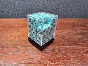 Vintage Crystal Caste Ice Cream Mint/White/Black 12mm D6 34pc Dice Set-S36B11 - Picture 1 of 3