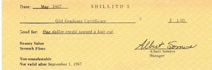 Vintage 1967 Shillito's Department Store Cincinnati OH Graduate Gift Certificate - Picture 1 of 2