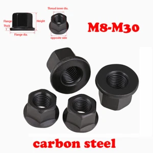 Flange Hex Nuts Carbon Steel M8 M10 M12 M14 M16 M18 M20 M22 M24 M27 M30 - Picture 1 of 6
