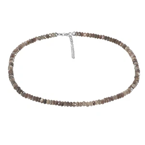 XEN moonstone necklace choco 5.5 mm faceted 43 + 5 cm 925 silver (43 cm) - Picture 1 of 1