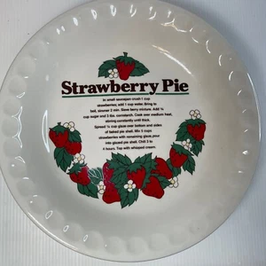 Strawberry Pie Dish w/ Recipe   - 11 Inch - Mount Clemens Pottery - Picture 1 of 4
