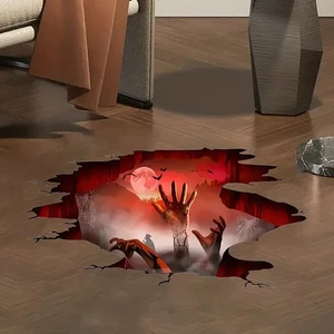 Adesivo manuale fantasma 3D PVC 2 pezzi rimovibile spaventoso horror decorazione pavimento Halloween - Foto 1 di 24