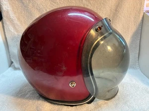 Vintage 70's Red Open Face Motorcycle Motorbike Helmet - Picture 1 of 7