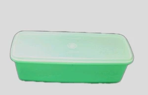 Guardián de apio Tupperware con inserto verde con tapa transparente vintage - Imagen 1 de 10