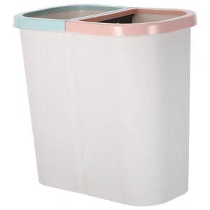 Garbage Can Double Compartment: Slim Open Trash Can Dual Compartment - - Picture 1 of 12