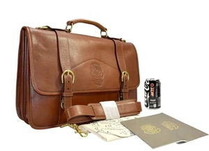 Neue Ghurka Nr. 95 COUNSELOR Vintage Kastanien Leder Aktentasche Messenger Bag - Bild 1 von 24