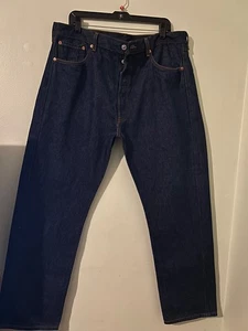 LEVIS 501XX Button Fly Raw Denim Dark Wash Straight Fit Herren Jeans 40x32". - Bild 1 von 15