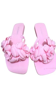 Sandalias Jeffrey Campbell Fleuris Jelly Tanga Chanclas Rosa Flor Slide Talla 9 Foto 1 de 4