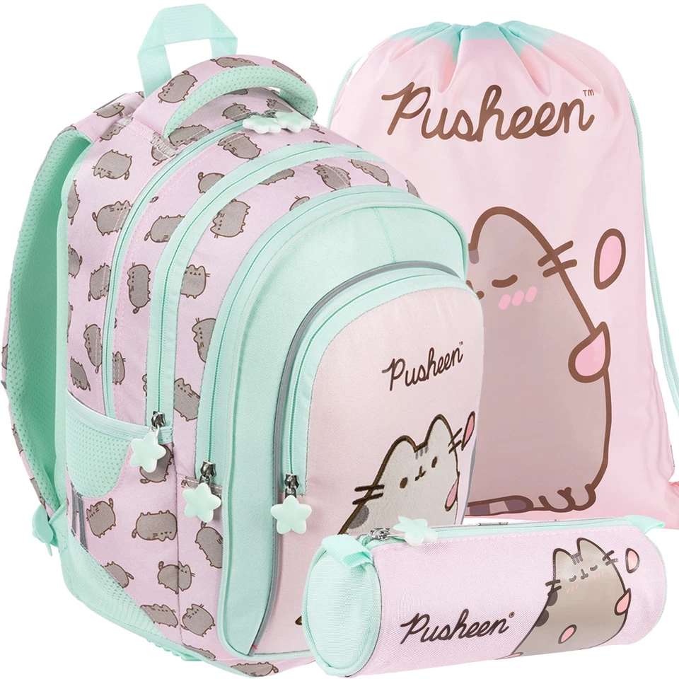 ST. MAJEWSKI PUSHEEN Set 3tlg. Rucksack Schulrucksack Schulranzen Schlamperrolle Mädchen