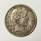 USA 1892 S BARBER HALF DOLLAR 50C SILVER COIN  DATE AND MINTMARK. NATURAL