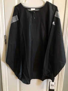 Adidas Baseball Pullover TM LS HOT JLT SIZE Xlg Black W Gray Inserts - Picture 1 of 8