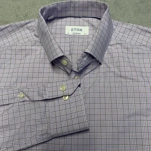 Eton Contemporary 44 17,5 Hemd lila kariert Button Down Business Freizeit - Bild 1 von 9