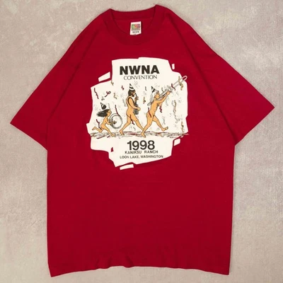 Fruit Of The Loom Vintage 90s Kaniksu Beach Graphic T-Shirt XL Mens Burgundy  - image 1 of 4