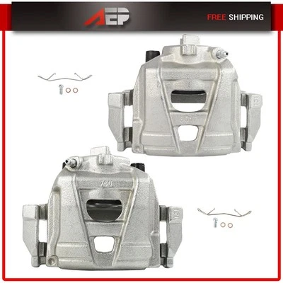 Front Pair Brake Calipers w/ Bracket For Volkswagen Tiguan 2009-18 Passat 12-20 - Image 1 of 4