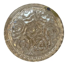 Vintage Bohemia Lead Crystal Trinket Dish With A Rose Design Lid NIB - Picture 1 of 8