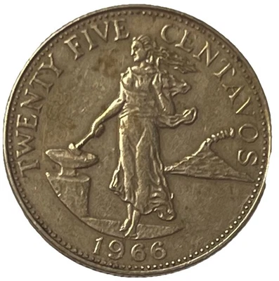 1966 Philippines 25 Centavos coin - Great condition - Lot R - Image 1 of 2