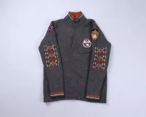 NAPAPIJRI Alaska Ski Patches Strick Wolle 1/4 Half Zip Sweater Pullover Gr. S - Bild 1 von 15