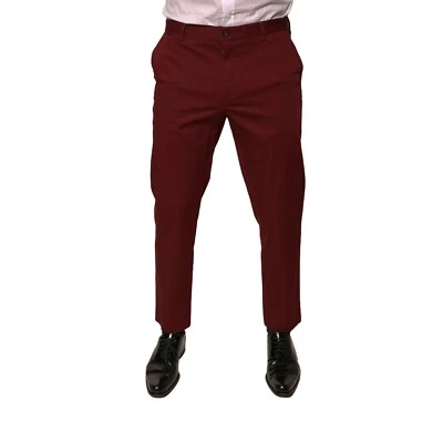 DOLCE & GABBANA Pantalones Granate Algodón Hombres Ajustado Vestido Pantalón IT52/W38/XL 570usd Foto 1 de 4