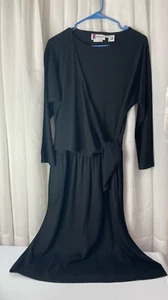 Prophecy Womens size 4 Vintage Wool Dress Faux Wrap Black Cocktail Party USA - Picture 1 of 6