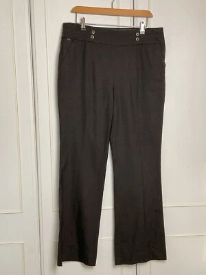 Per Una M&S Women's Trousers Roma Fit Boot Cut Size UK 14 New Brown Checked - Image 1 of 4