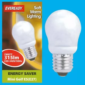 4x 7W (=25W) Mini Golf Ball Round G45 CFL ES E27 Light Bulb, Edison Screw, Lamp - Picture 1 of 3