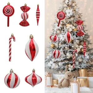 14PCS Red & White Glitter Candy Cane Sweet Christmas Tree Display Decorations - Picture 1 of 11