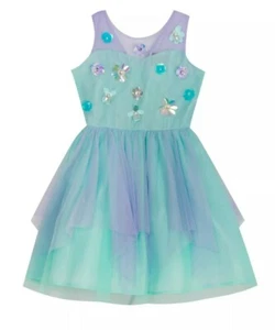 Tween Diva großes Mädchen ärmelloses Meerjungfrau Netz 3-D Blumen Skater Kleid-Größe-10 - Bild 1 von 3