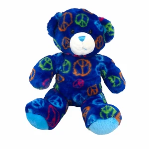 Build a Bear BAB Teddybär Plüschtier Stofftier Spielzeug Peace-Zeichen blau 16 Zoll nicht mehr produziert - Bild 1 von 10