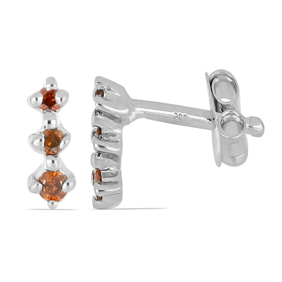 Nobile 0,05 Carati Rossi Diamante Orecchini 925 Argento I2 - I3 - Immagine 1 di 4