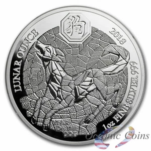 YEAR OF THE DOG- RWANDA LUNAR OUNCE - 2018 1 oz Pure Silver Coin - Sealed - Picture 1 of 3