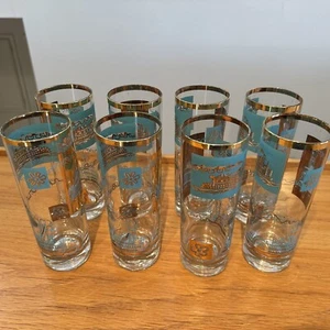 Libbey Southern Comfort Tumblers Highball Turquoise glass - Picture 1 of 6