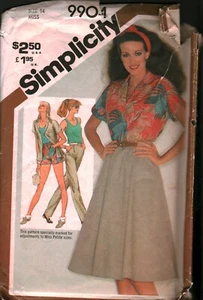 9904 Vintage Simplicity Misses SEWING Pattern Top Shorts Skirt Pants 14 - Picture 1 of 2