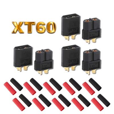 ✅ XT60 Black Hochstrom Goldstecker Stecker Buchse Lipo Akku + Schrumpfschlauch ✅ - Bild 1 von 4