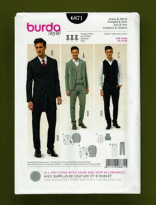 Men's Classic 3 Piece Suit Sewing Pattern~Jacket Vest Pants (34-50) Burda 6871 - Picture 1 of 9