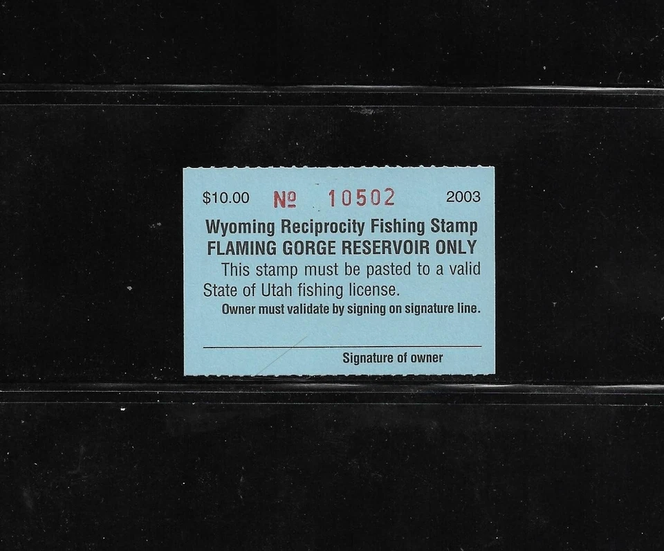 State Hunting/Fishing Revenues: WY 2003 Flaming Gorge Fishing WY-FG40 ($10); MNH - Image 1 of 1