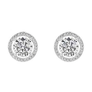 Ariel 18k White Gold Plated Silver Halo Stud Earrings, Cate & Chloe - Picture 1 of 7