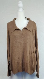Old Navy Women's Size XXL Brown Super Soft Rib-Knit Collared Sweater NWT - Picture 1 of 7